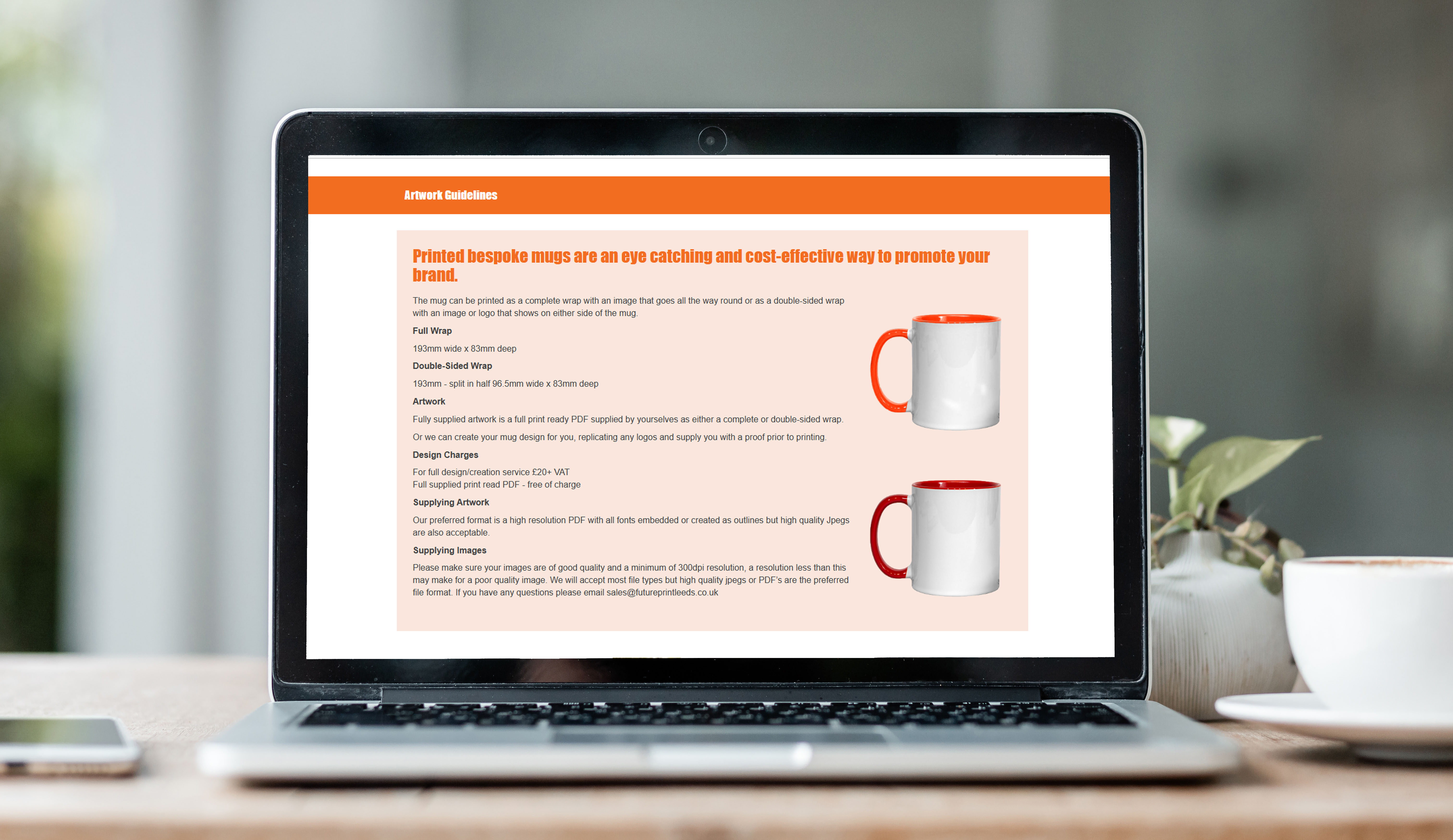 Online quote form on a laptop